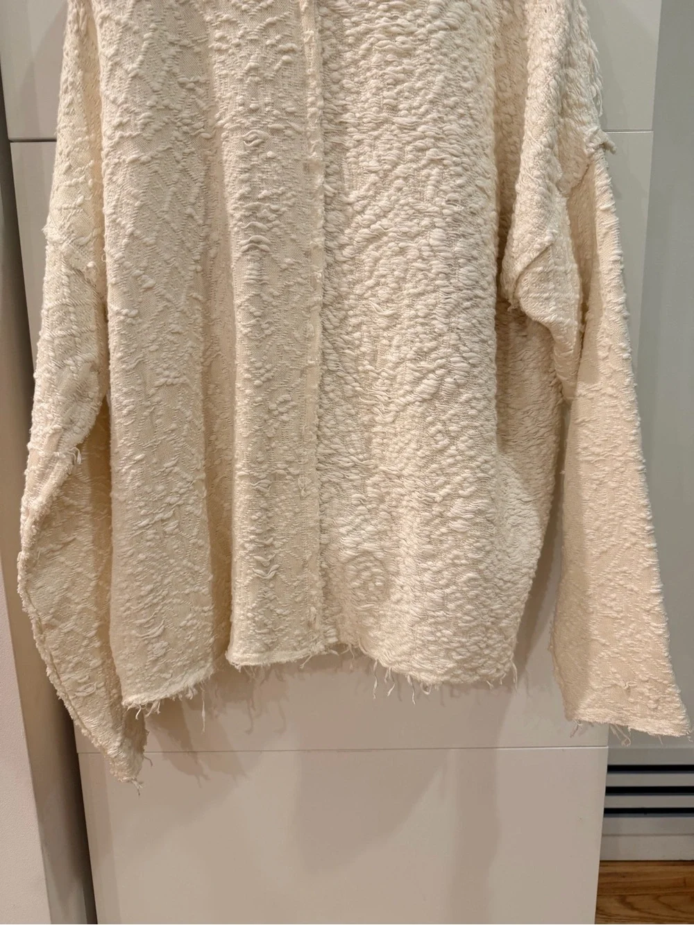 Free People Ivory Comb Textured Zip Jacket Sweater Size M NWT